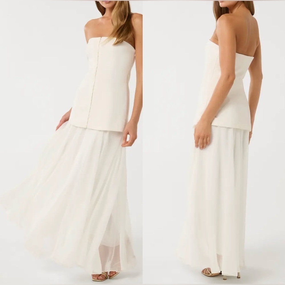 NEW Ever New Mixed Media Strapless vest midi cream ivory Dress sz 8